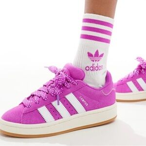 Adidas Women's Pink and White Campus Sneakers